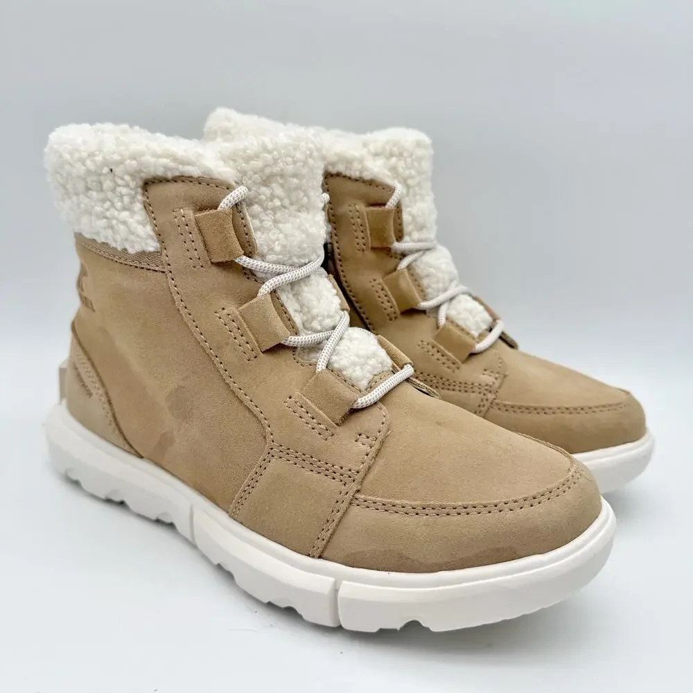 Sorel Womens Explorer Next Carnival Winter Boots US 6.5 Tan Suede Waterproof EUC